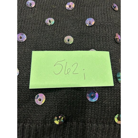 Cervelle Black Sweater With Colorful Sequins Design Sz Medium - Picture 8 of 9